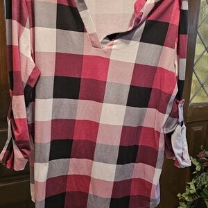 Plaid V-Neck Women's Top